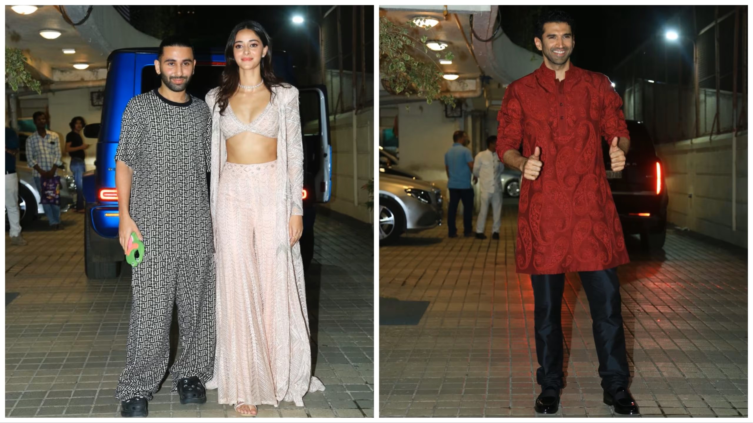 Orry, Ananya pandey and Arjun Roy Kapur at Sara Ali Khan's Diwali party 2023